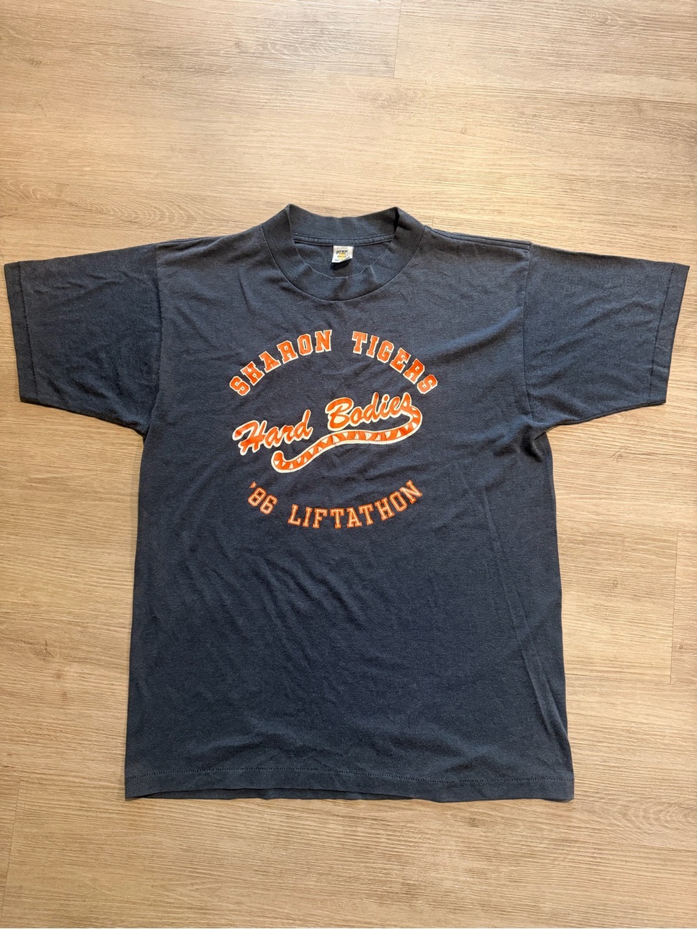 VTG 1986 Sharon Tigers Liftathon Graphic Black Tee